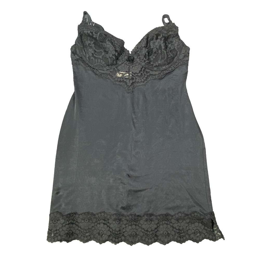 Vintage Victoria's Secret Slip Dress 38C Gold Label Lace Trim Underwire Lingerie